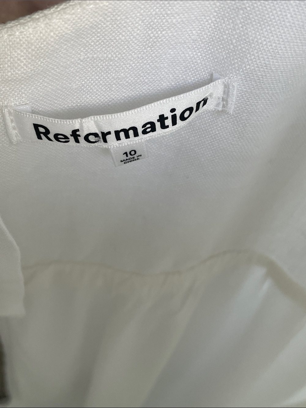 WHITE LINEN REFORMATION DRESS BUCATINI SZ 10 - Picture 7 of 9